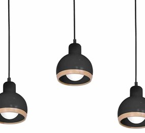 Lampa wisząca, potrójna, czarna, OVAL BLACK 3xE27