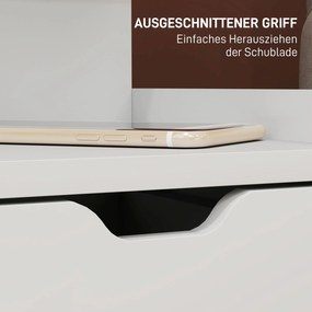 HOMCOM Stolik Nocny z 2 Szufladami i Otwartą Półką, 40x30x60 cm, Biały