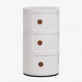 Okrągły Stolik Boczny Z Półkami Babel Distressed White & 3 Szuflady - Sklum