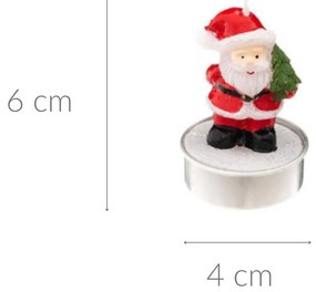 Świąteczne tealighty w kształcie Mikołaja, 6 szt.