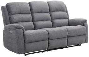 Kanapa 3-osobowa z tkaniny z elektryczną funkcją relax ze stolikiem NEVERS - Szara