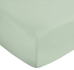 Jasnozielone prześcieradło z satyny bawełnianej z gumką 135x190 cm Cotton Sateen – Bianca