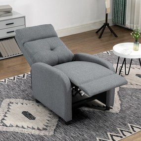 HOMCOM Fotel relaksacyjny z funkcją leżenia, wysuwany podnóżek, sprężyny kieszeniowe, do 150 kg, Szary
