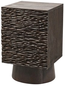 Ciemnobrązowa szafka nocna z litego drewna mango Crumble – WOOOD