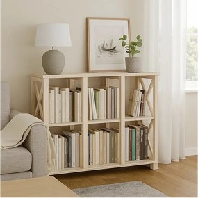 Regał drewniany Retro I prowansalski z krzyżami i półkami,  kolor bielony