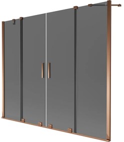 Mexen Velar Duo parawan nawannowy 2-skrzydłowy rozsuwany 180 x 150 cm, grafit, różowe złoto - 896-180-000-42-60