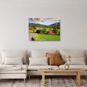 Obraz na szkle - wieś (70x50 cm)