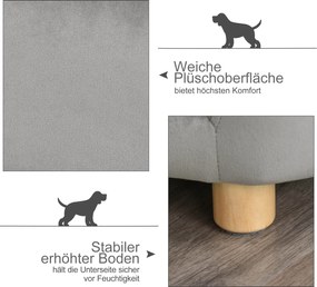 PawHut Sofa dla zwierząt domowych Sofa dla psa koty psy drewno brzozowe nowoczesna jasnoszary