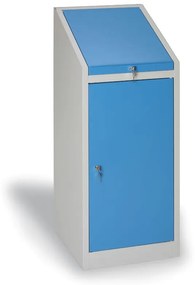 Szafka warsztatowa na narzędzia z pulpitem KOVOS, 3 półki, perforowane drzwi, 500 x 500 x 1300 mm