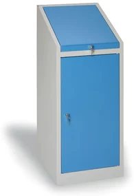Szafka warsztatowa na narzędzia z pulpitem KOVOS, 3 półki, perforowane drzwi, 500 x 500 x 1300 mm