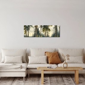 Obraz - Krajobraz lasów w stylu vintage (z zegarem) (90x30 cm)