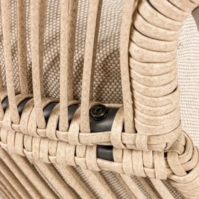 Fotel HOLAND Ogrodowy z Poduszką Rattanowy Stalowy 142 cm BEŻOWY