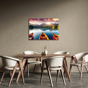 Obraz - Jezioro z łodziami (70x50 cm)
