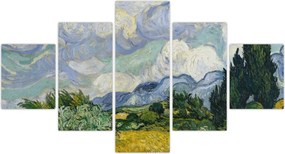 Obraz - Vincent van Gogh, Wheat Field with Cypresses, reprodukcje (125x70 cm)