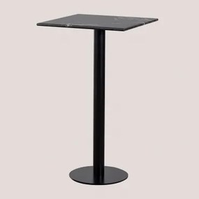 Kwadratowy Wysoki Stolik Barowy 60x60 Cm Z Marmuru Rocher Marmur Nero Marquina & Czarny - Sklum