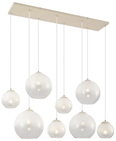 Lampa wisząca w stylu Art Deco beżowa z białym szkłem 8-punktowa - Sandra ArtDeco Oswietlenie wewnetrzne