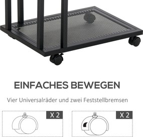 HOMCOM Stolik wózek na kółkach w kształcie litery C Mazerowany dł 51 x szer 36 x wys 65 cm Kolor czarny orzech | Aosom PL