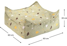 Zielony dziecięcy worek do siedzenia z materiału bouclé/z tkaniny szenilowej Terrazzo Square – Wigiwama