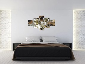 Obraz - Orchidea kwiaty na marmurowym tle (125x70 cm)