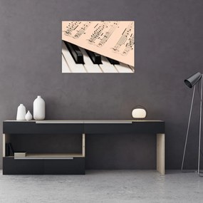 Obraz na szkle - fortepian z nutami (70x50 cm)