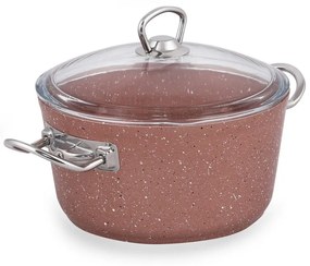 Różowy aluminiowy garnek z pokrywką Güral Porselen Classic, ø 20 cm