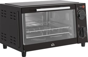 HOMCOM Mini-Piekarnik, 9 litrów pojemności, regulowana temperatura i czas pieczenia, z rusztem i blachą, czarny