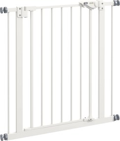 PawHut Bramka Ochronna dla Psów, Bramka Zabezpieczająca dla Zwierząt, Metal, Plastik, 74-80 cm, Biały