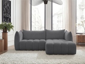 Szary narożnik z materiału bouclé (prawostronny/z szezlongiem) Azra – Bobochic Paris