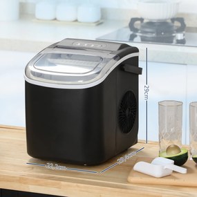 HOMCOM Maszyna do Kostek Lodów, Dispenser Lodów, Producen Kostek Lodów, 29,4 cm x 22,2 cm x 29 cm, Czarny