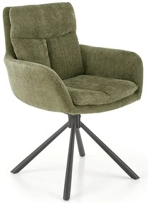 Metalowe tapicerowane oliwkowe krzesło obrotowe - Bonar