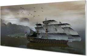 Szkło do Kuchni na Ścianę Statek u Podnóża Gór