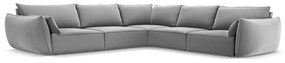 Jasnoszary aksamitny narożnik Vanda – Mazzini Sofas