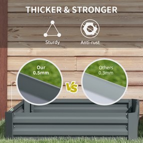 Outsunny Zestaw 2 Skrzynek Ogrodowych, Skrzynki na Kwiaty, Donice Ogrodowe, Stal Galwanizowana, 100 x 100 x 30 cm, Ciemnoszary