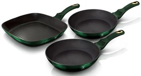 3 zielone patelnie z powłoką granitową D2-P29