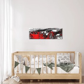 Obraz - Malowany samochód w akcji (z zegarem) (90x30 cm)