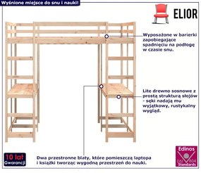 Łóżko z drabinką i 2 biurkami naturalna sosna 180x200 - Vasmo 5X