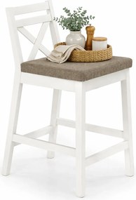 Białe skandynawskie tapicerowane krzesło barowe H7-D18