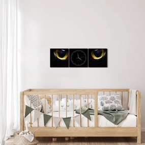 Obraz - Kocie oczy (z zegarem) (90x30 cm)