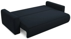 Ciemnoniebieska aksamitna rozkładana/ze schowkiem sofa 238 cm Kapua – Makamii