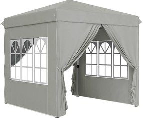 Outsunny 2,5 x 2,5 m Pawilon Pop-up z bocznymi ścianami i Torbą, UPF50+ Składany Namiot Ogrodowy z regulowaną wysokością, Jasnoszary