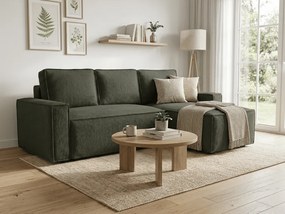 Rozkładana narożna sofa SMART BOUCLE 232x143 cm, ciemnozielona, uniwersalna