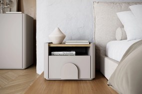 Szafka nocna Amilio z szufladą 50 cm - kaszmir / dąb olejowany / uchwyty kaszmir