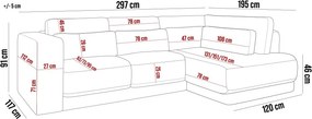 Narożnik TIRANA L prawostronny nowoczesny narożnik do salonu, wolnostojący w tkaninie TILIA 39 WERSAL