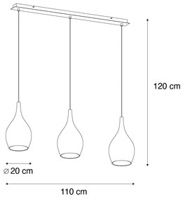 Moderne hanglamp chroom met smoke glas 3-lichts - Pilua Nowoczesny Oswietlenie wewnetrzne