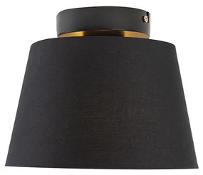 Lampa sufitowa z abażurem z bawełny czarna ze złotem 20 cm - Combi Black klasyczny/Antyczny Oswietlenie wewnetrzne