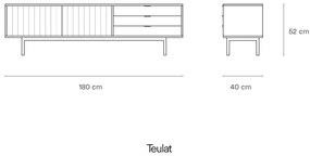 Szaro-naturalna szafka pod TV w dekorze dębu 180x52 cm Sierra – Teulat