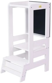 Biały pomocnik kuchenny dla dzieci z litego drewna sosnowego Montessori – Meowbaby