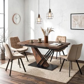 Stół Rozkładany Prostokątny REX 160-220 cm Dąb Rustykalny/Czarny do Jadalni Nowoczesny Loft