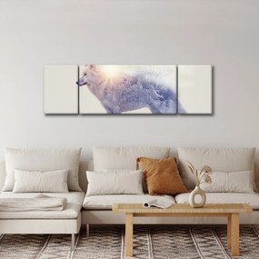 Obraz - Wilk arktyczny odzwierciedla dziki krajobraz (170x50 cm)