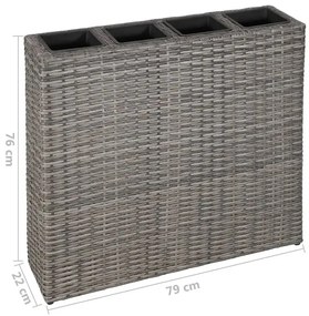 Szara duża donica ogrodowa z technorattanu - Irvan